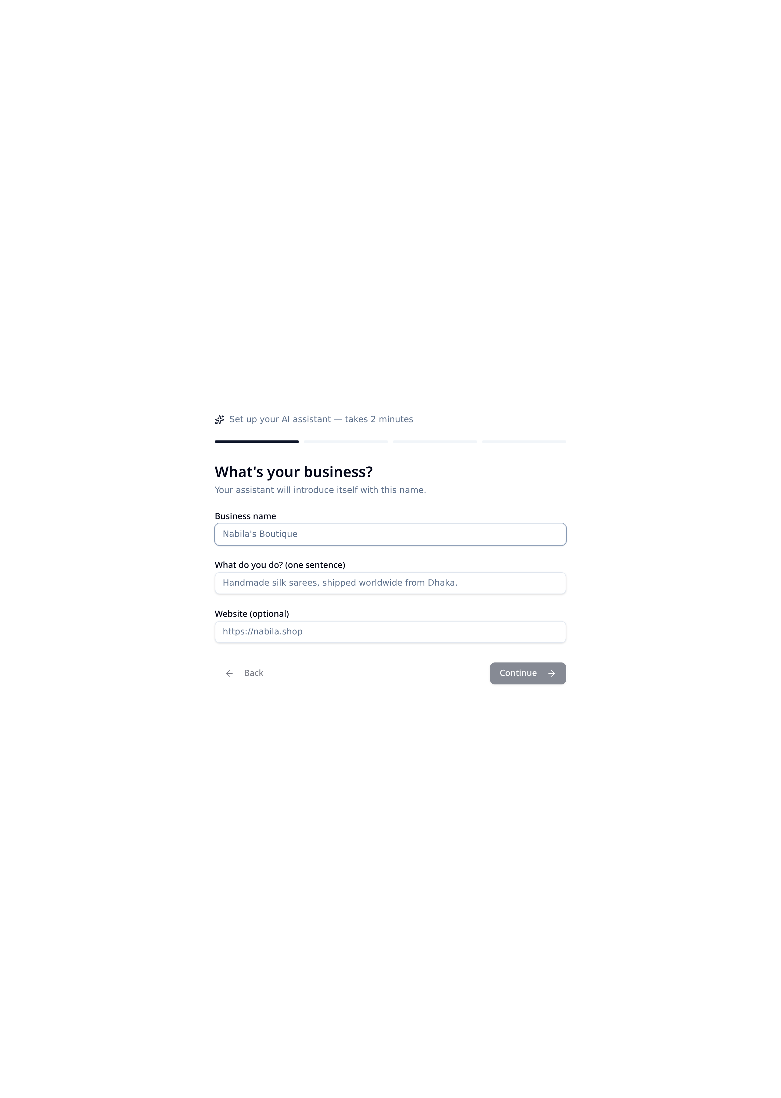 Step 2: Tell it about your business